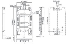gniazda kart SIM cd. / cont. SIM Card sockets Z SIM-06h1.5 podstawka karty SIM, wysokość 1.