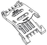 5 podstawka karty SIM, wysokość 2.5mm, 6 styków, z plastikową klapką SIM card socket, h=2.