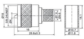 niklowane adapter UHF plug, BNC socket, insulator: derlin, body and pin brass nickel