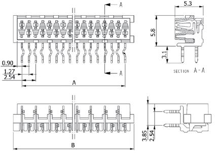 złącza Micro-Match, RASTER: 1.27mm / Micro-Match connectors, PITCH: 1.