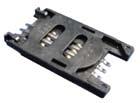 plastikową klapką, styki złocone SIMMP-00801B201-G KINGFONT SIM card socket, 8 pins, with