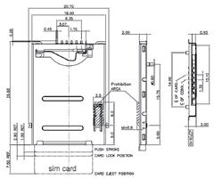 SIMMP-P0615BMR1 Kingfont SIM card socket, 6 pins, with card ejector, gold plated contacts Z