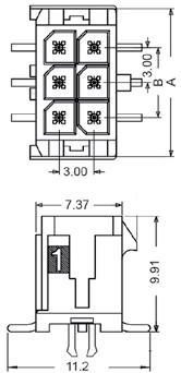 złącza MICRO-FIT, raster: 3.00mm / Micro-Fit connectors pitch: 3.00mm rezystancja izolacji: 1000MΩ min. temperatura pracy: od -40 C do +105 C kolor czarny insulation resistance 1000MΩ min.