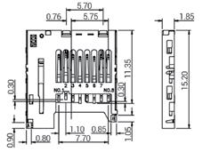 socket, with ejector, taped normal close, 0.5A 5.74 15.