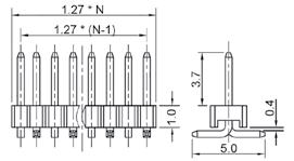 angled, PCB, gold plated contacts Z L1x40T 1.