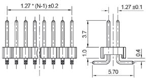 straight, PCB, gold plated contacts Z L2X40S 1.