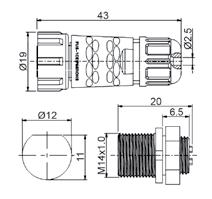 5mm, gniazdo+wtyk FUS-1-TQ-3+FUS-1-Z-3 Dafa Linker- 3pin, pin diameter 1.5mm, socket+plug FUS-1-TQ-4+FUS-1-Z-4 Dafa Linker- 4pin, średnica pinów 1.
