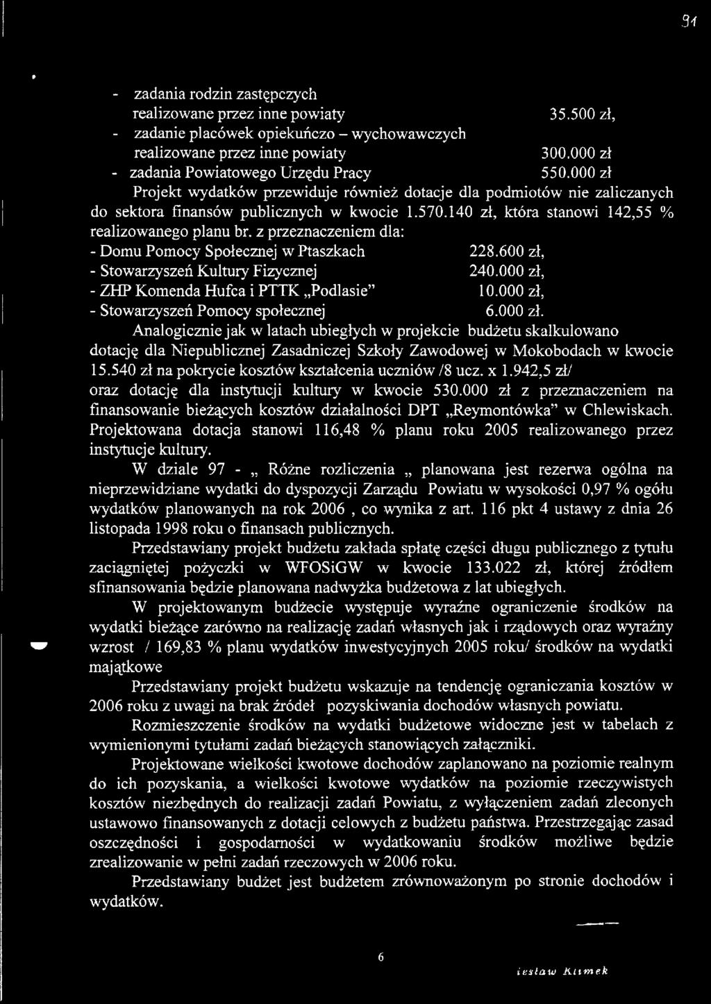 140 zł, która stanowi 142,55 % realizowanego planu br.