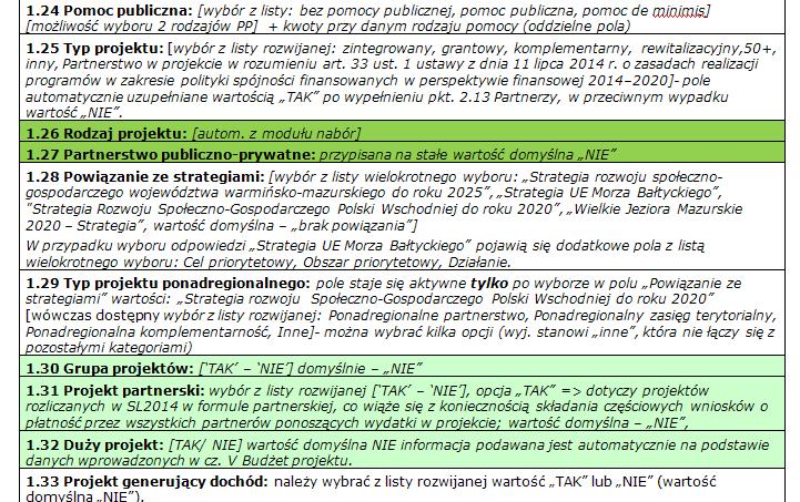 Część I wniosku Informacje o projekcie INNY REWITALIZACYJNY NIE Strategia