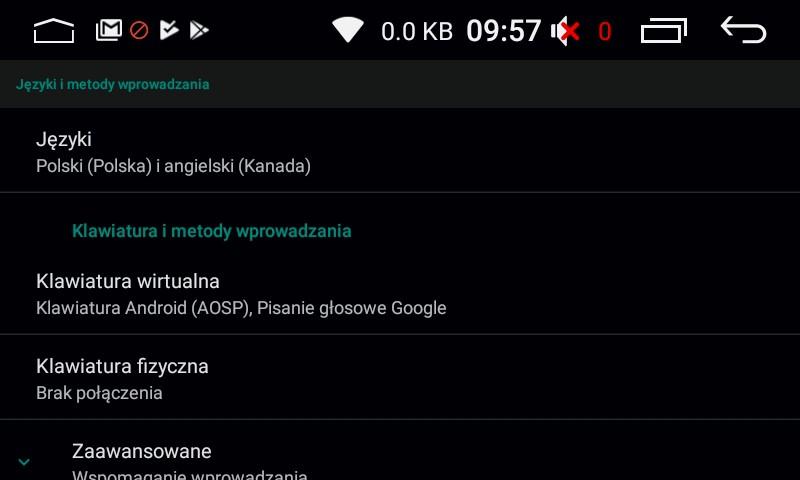 Ustawienia Osobiste - Język ekranu Wybór języka użytkownika.