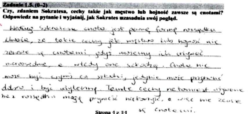 W arkuszu egzaminacyjnym na poziomie rozszerzonym został zamieszczony fragment dzieła Platona.