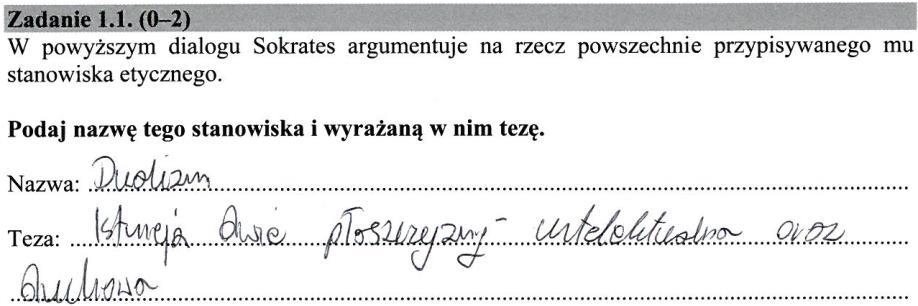 Zdający miał zapisać zdanie implikacyjne podane przez Sokratesa w języku rachunku zdań oraz sformułować zdanie, które