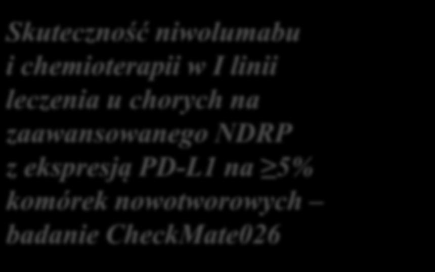 ORR, % (96% CI) Skuteczność niwolumabu i chemioterapii w I linii leczenia u chorych na zaawansowanego NDRP z ekspresją PD-L1 na 5% komórek nowotworowych badanie