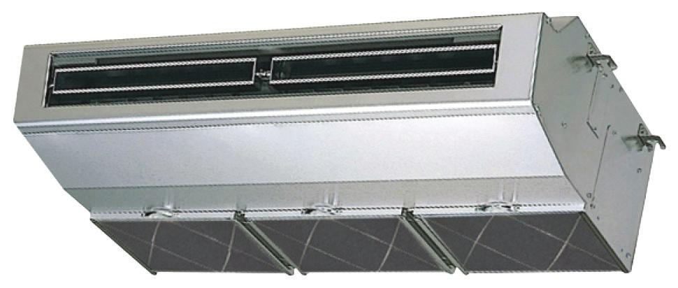 Urządzenie podstropowe PCA-RP na R410A - do stosowania w pomieszczeniach technicznych, nowoczesny designe w kolorze białym, opcjonalnie pilot, wbudowana pompka skroplin i filtr wysokowydajny, filtr
