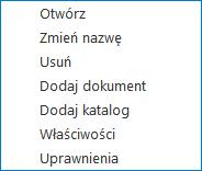 umożliwia dodanie nowego katalogu umożliwia wyszukiwanie dokumentów i katalogów po zadanej frazie wyświetla menu z parametrami: Pokaż archiwalne zaznaczenie powoduje wyświetlenie dokumentów