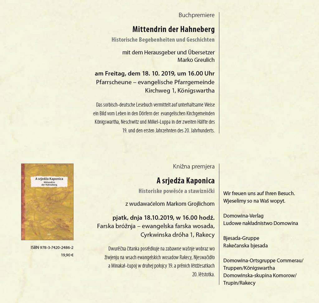 13.10. 10 17 hodź. Kermušne wiki a přehladka družin jabłukow, Serbski kulturny centrum Slepo 16.10. 17.00 góź.