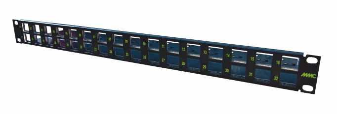 SERIA BC: PANELE ROZDZIELCZE RJ45 NIEWYPOSAŻONE BCPAN1U Przeznaczone do modułów RJ45 keystone serii BC UTP i STP Montaż również modułów ekranowanych - panel zapewnia uziemienie ekranu złącza i kabla