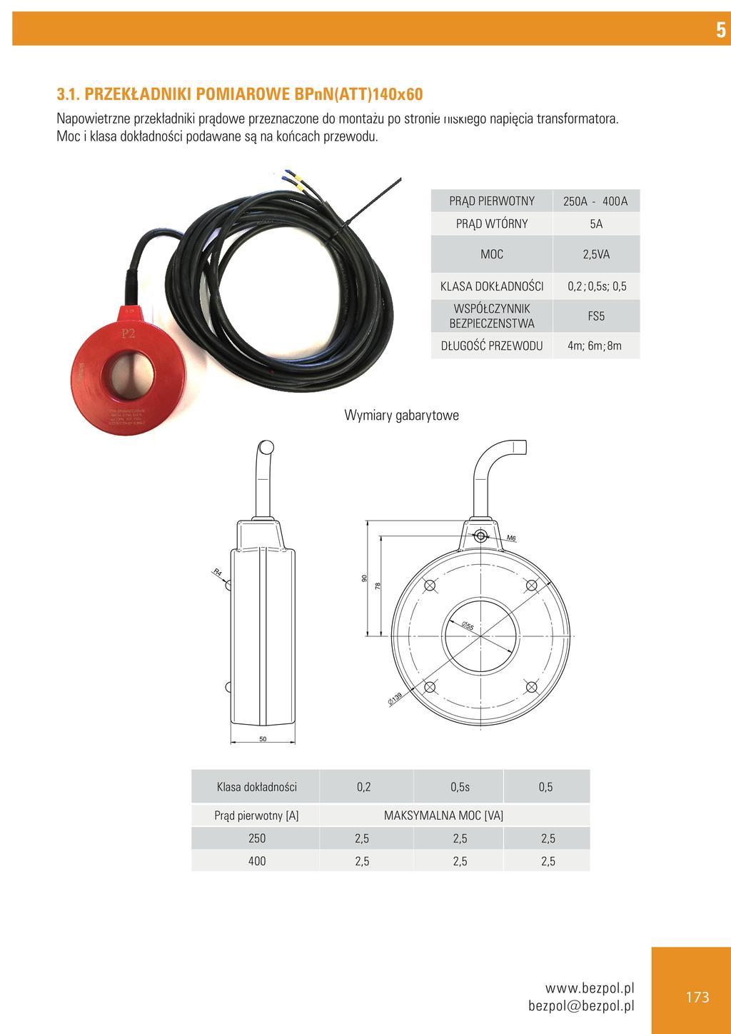 3.1. PRZEKŁADNIKI PRĄDOWE BPnN(ATT)140x60 Napowietrzne przekładniki prądowe przeznaczone do