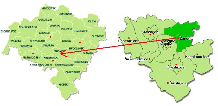 Rysunek 1. Położenie Miasta i Gminy Żarów Źródło: http://archiwum.zpp.