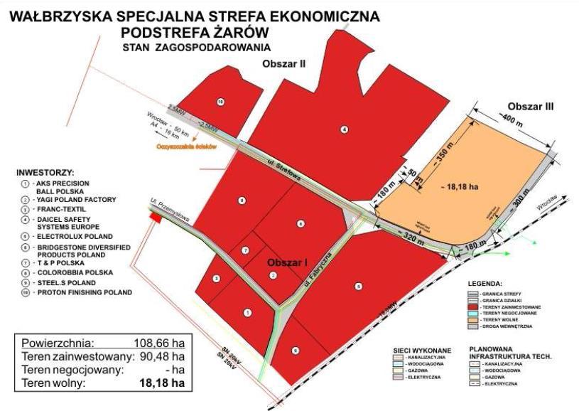 Rysunek 3. Mapa podstrefy Żarów WSSE Źródło: http://www.um.zarow.pl/ Żarów jest gminą miejsko-wiejską, dlatego też rolnictwo jest ważną dziedziną gospodarki regionu.