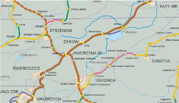 Źródło: Program Ochrony Środowiska dla Gminy Żarów na lata 2010-2013 z perspektywą 2014-2017 Na terenie Gminy Żarów znajduje się niewielki fragment drogi krajowej nr 5 (1,5 km).