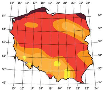 Rysunek 11. Strefy energetyczne wiatru w Polsce Źródło: http://www.oze.otwartaszkola.edu.