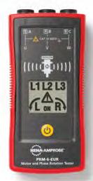 częstotliwości: od 16 do 400 Hz Diody LED wskazujące kierunek przeciwny do ruchu wskazówek zegara, kierunek zgodny z ruchem wskazówek zegara oraz nieprawidłowe połączenie od 100 do 700 V od 16 do 400