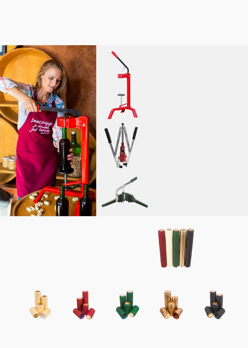 20 BUTELKOWANIE KORKOWNICA STOJĄCA 7007 24-30 mm W korkownicach stojących korek umieszcza się w zasobniku. Opuszczenie ramienia powoduje stopniowe koncentryczne zwężanie się światła zasobnika.
