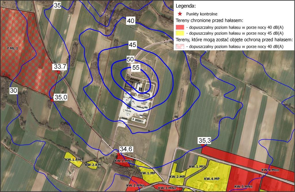 77 W konstrukcji zewnętrznej budynku zespołu chłodniczego i energetycznosocjalnego zastosowano attyki, ograniczające bezpośrednią ekspozycję terenów chronionych na źródła hałasu zlokalizowane na
