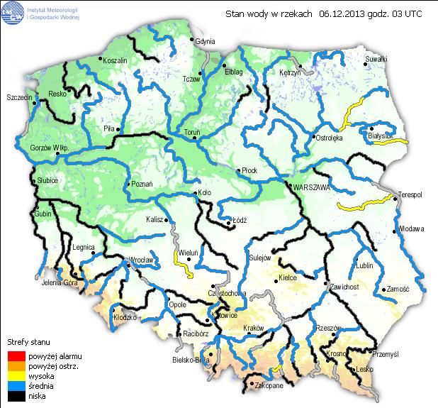 INFORMACJE HYDROLOGICZNO METEOROLOGICZNE Stan wody na głównych rzekach Polski Prognoza pogody