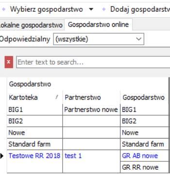 otwiera się przez menu Zarządzanie magazynem>plony>magazyn Zarządzanie magazynem w kilku gospodarstwach Jeśli
