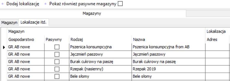 Magazyn plonu (uprawy) Magazyn plonu (uprawy) jest przypisany do gospodarstwa. Magazyn zwykle będzie magazynem plonów danej uprawy np.