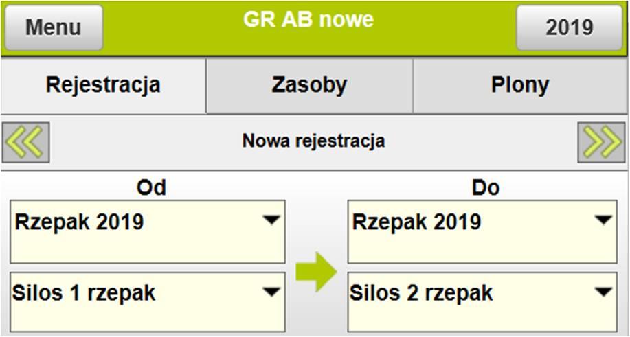 Przykłady rejestracji Z pola do magazynu Z