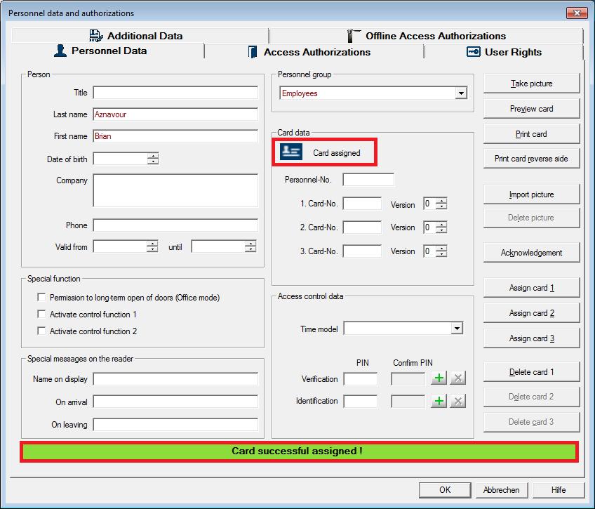 Access Professional Edition Personnel data (Dane osobowe) pl 39 Jeśli w oknie Personnel Management properties (Właściwości zarządzania personelem) (Konfiguracja rejestracji, Strona 13) jest aktywna