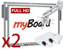 Duet Silver FULL HD STANDARD 90 PANORAMA 2x tablica interaktywna myboard Silver 90 Full HD 2x głośniki myboard sound AMP-32