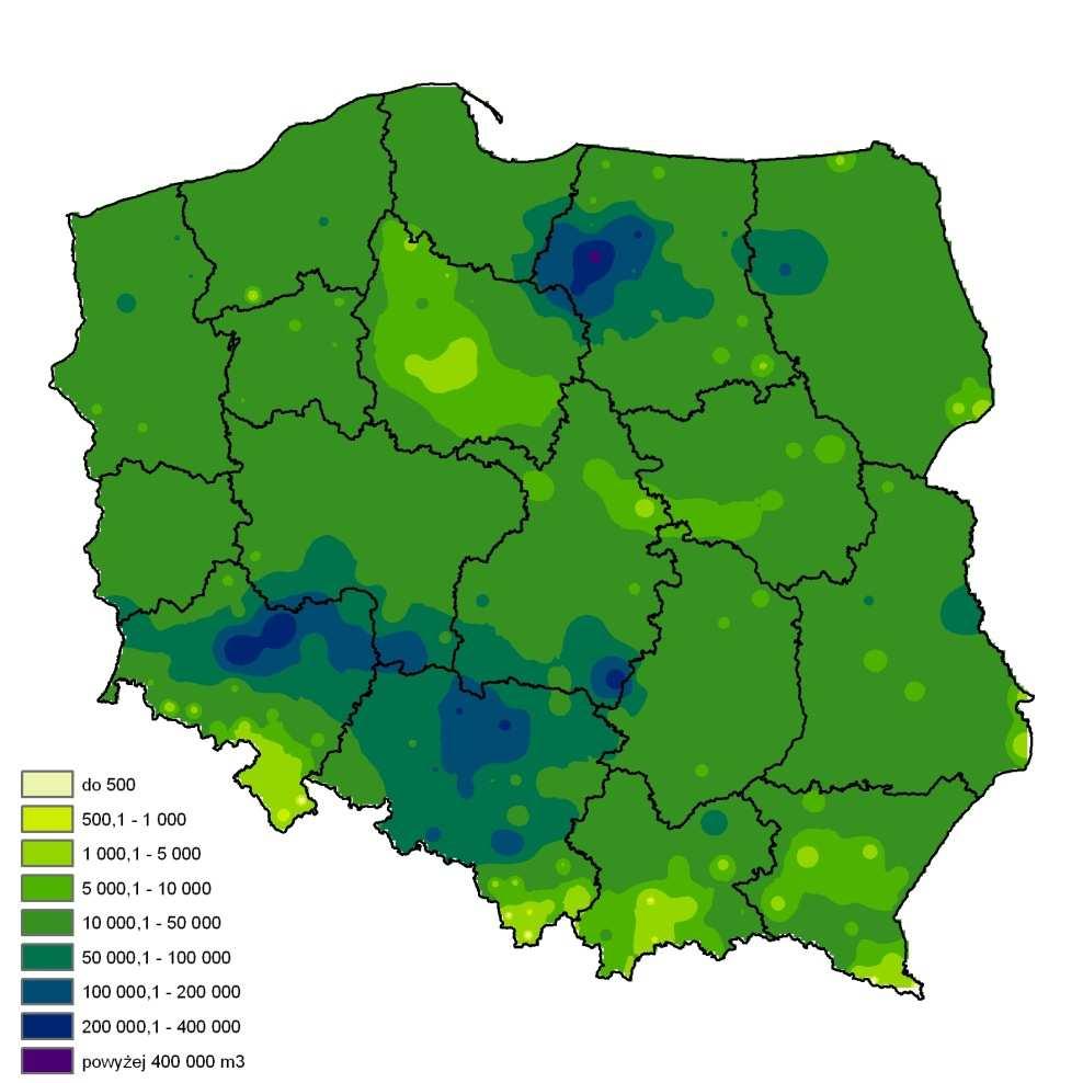 Sosna Sumaryczna miąŝszość złomów i wywrotów sosnowych usuniętych z drzewostanów uszkodzonych przez czynniki abiotyczne w latach 2004-2010