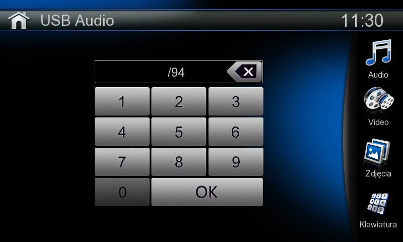 Rys 21 Rys 22 - lista wyboru plików video / selekcja trybów audio, video, zdjęcia, klawiatura - wybór cyfrowy plików video (rys 24), / wejście / wyjście do drugiej strony menu Menu odtwarzanie