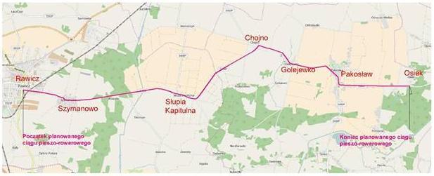 ŚCIEŻKA ROWEROWA - ŚRODKI ZEWNĘTRZNE Projekt budowy ścieżki rowerowej Rawicz- Szymanowo - Słupia Kapitulna - Chojno - Golejewko - Pakosław - Osiek po ocenie 19 października - uchwała nr 2749/2016