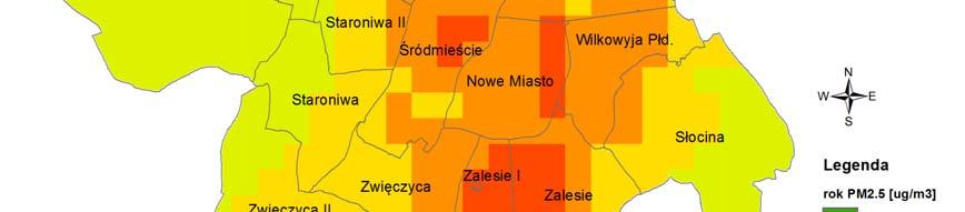 WYNIKI BADAŃ MONITORINGU POWIETRZA W 2014 ROKU W Rzeszowie wyniki modelowania zanieczyszczenia powietrza pyłem PM2,5 zawierały się w przedziale 11 32 μg/m 3 tj. 44 128 % poziomu dopuszczalnego.