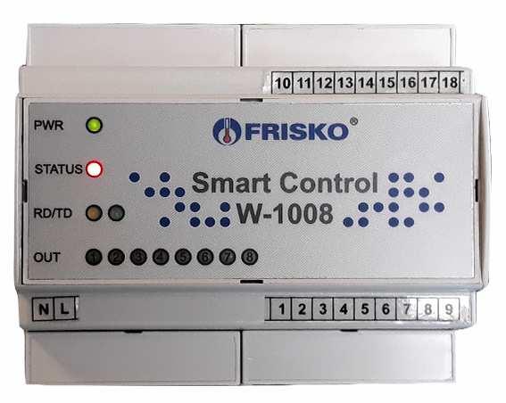 Instrukcja obsługi modułu W-1008 PRZEZNCZENIE Smart Control W-1008 jest modułem 8 wyjść przekaźnikowych przeznaczonym do pracy w systemach rozproszonych bazujących na magistrali RS485 obsługującej