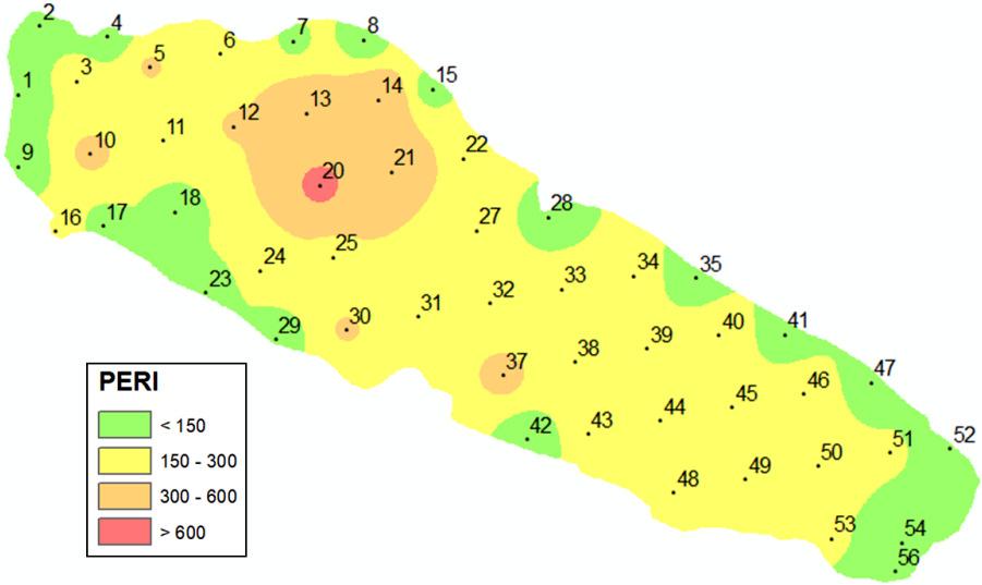 Wykorzystanie wskaźników ryzyka ekologicznego do oceny stopnia zanieczyszczenia osadów dennych 59 Rys. 2.