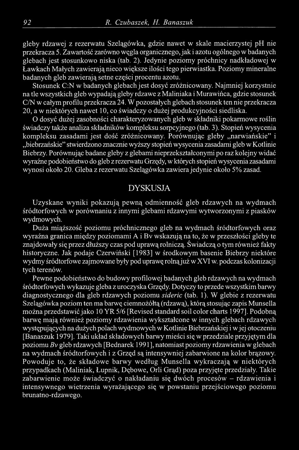 Jedynie poziomy próchnicy nadkładowej w Ławkach Małych zawierają nieco większe ilości tego pierwiastka. Poziomy mineralne badanych gleb zawierają setne części procentu azotu.