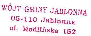 WÓJT GMINY JABLONNA 05-U O J ablo nna ul. Modllńska 152 W.0050.62.2017 Zarządzenie Nr 62/2017 Wójta Gminy Jabłonna z dnia 17 maja 2017 r.