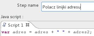 k) Nowo wstawiony komponent umożliwia wykorzystanie podzbioru funkcji języka JavaScript do przeprowadzania działań na danych wejściowych. Przejdź do edycji komponentu.