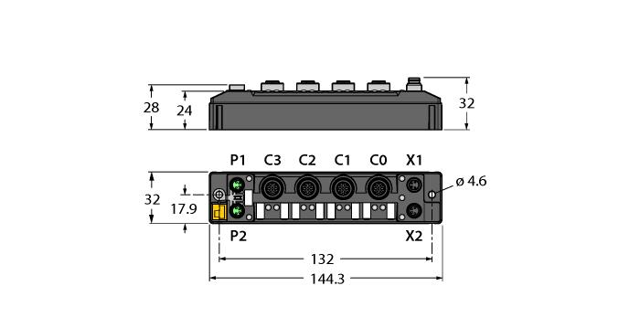 Złącze męskie M8, 4-pinowe, zasilanie Do każdego kanału można przypisać napięcie, prąd, RTD, rezystancję, termoparę Zakresy: Napięcie: +/-500 mv, +/-100 mv, +/-50 mv, +/-1 V, 0/1-5 V, +/-10 V, 0/2-10