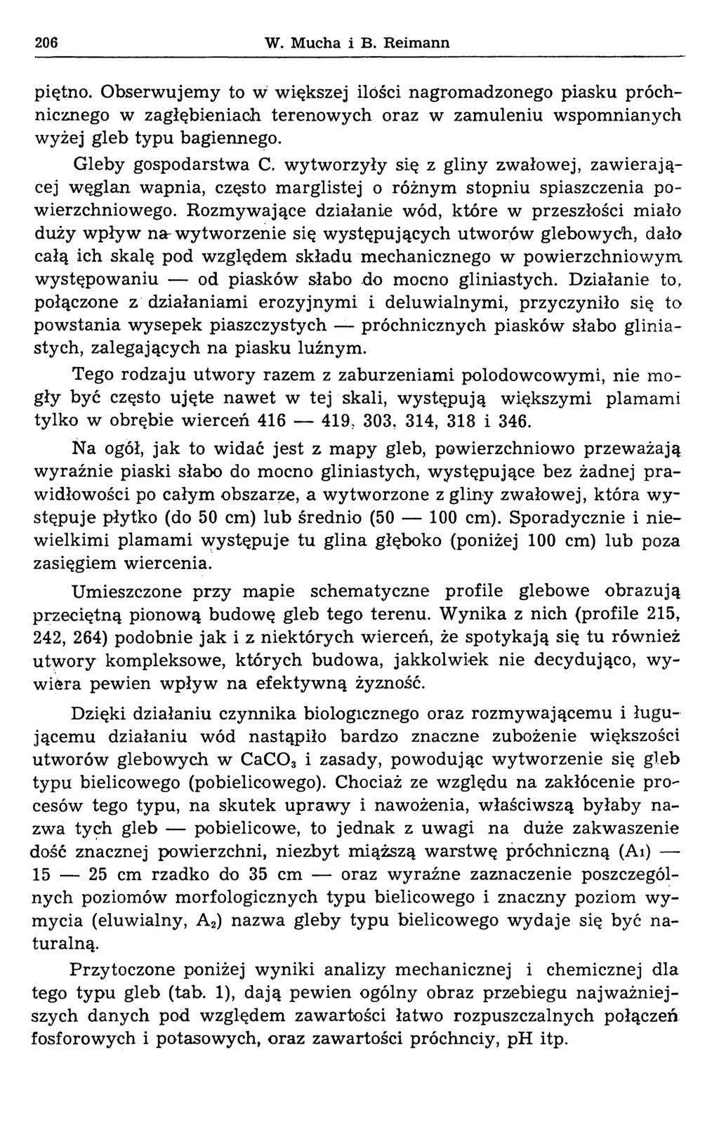 206 W. Mucha i B. Reimann piętno. Obserwujemy to w większej ilości nagromadzonego piasku próchnicznego w zagłębieniach terenowych oraz w zamuleniu wspomnianych wyżej gleb typu bagiennego.