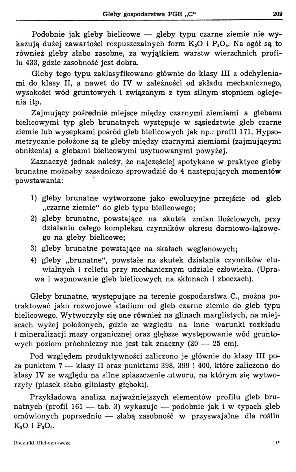 Gleby gospodarstwa PGR C 209 Podobnie jak gleby bielicowe gleby typu czarne ziemie nie w y kazują dużej zawartości rozpuszczalnych form K20 i Р 2Об.