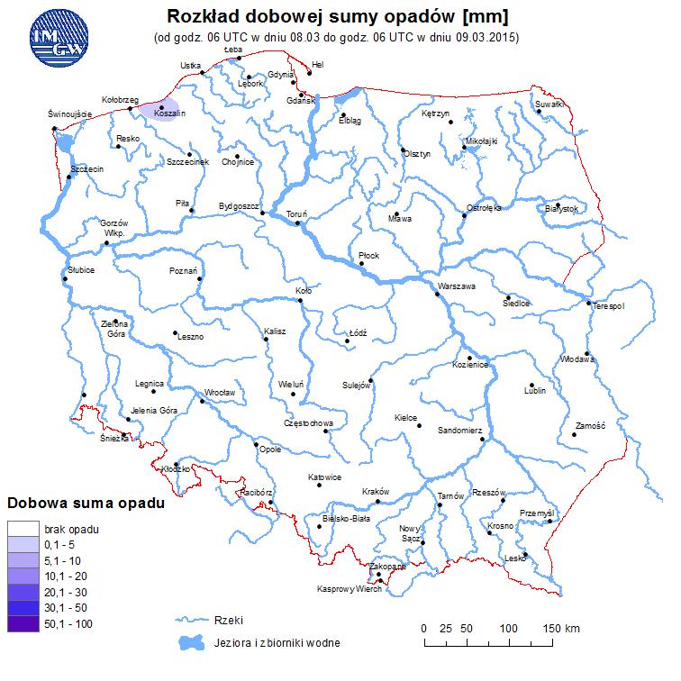 głównych rzekach Polski Rozkład