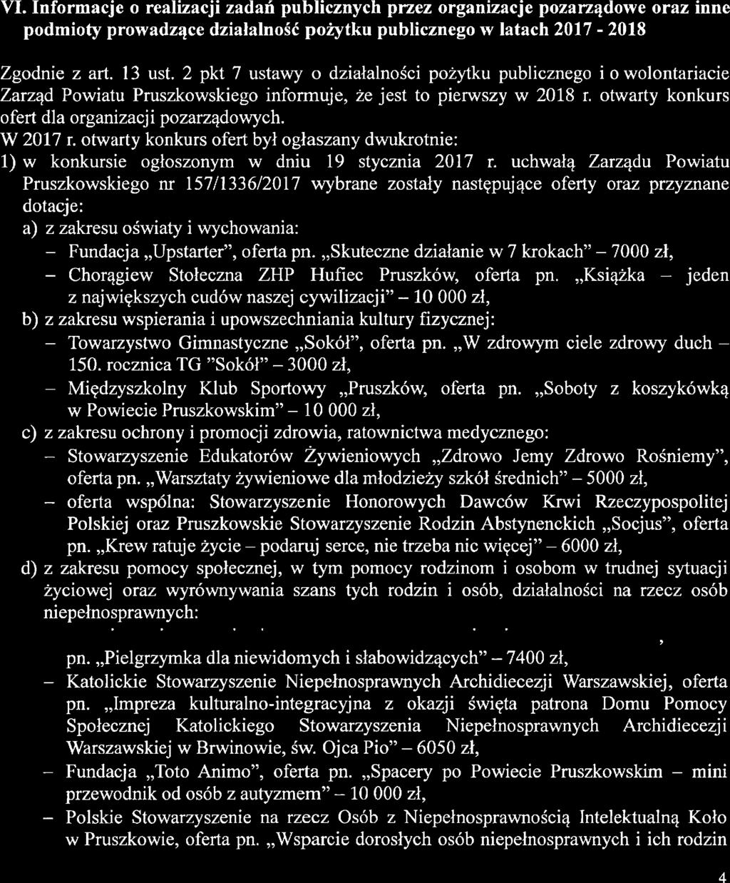 zakładające reaizację zadania na terenie Powiatu Pruszkowskiego.