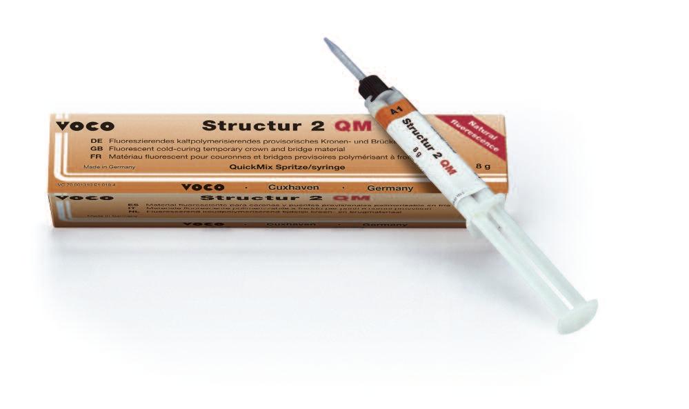 Szybko. Structur 2 QM Structur 2 QM jest tymczasowym materiałem do koron i mostów Structur 2 w praktycznej strzykawce QuickMix.